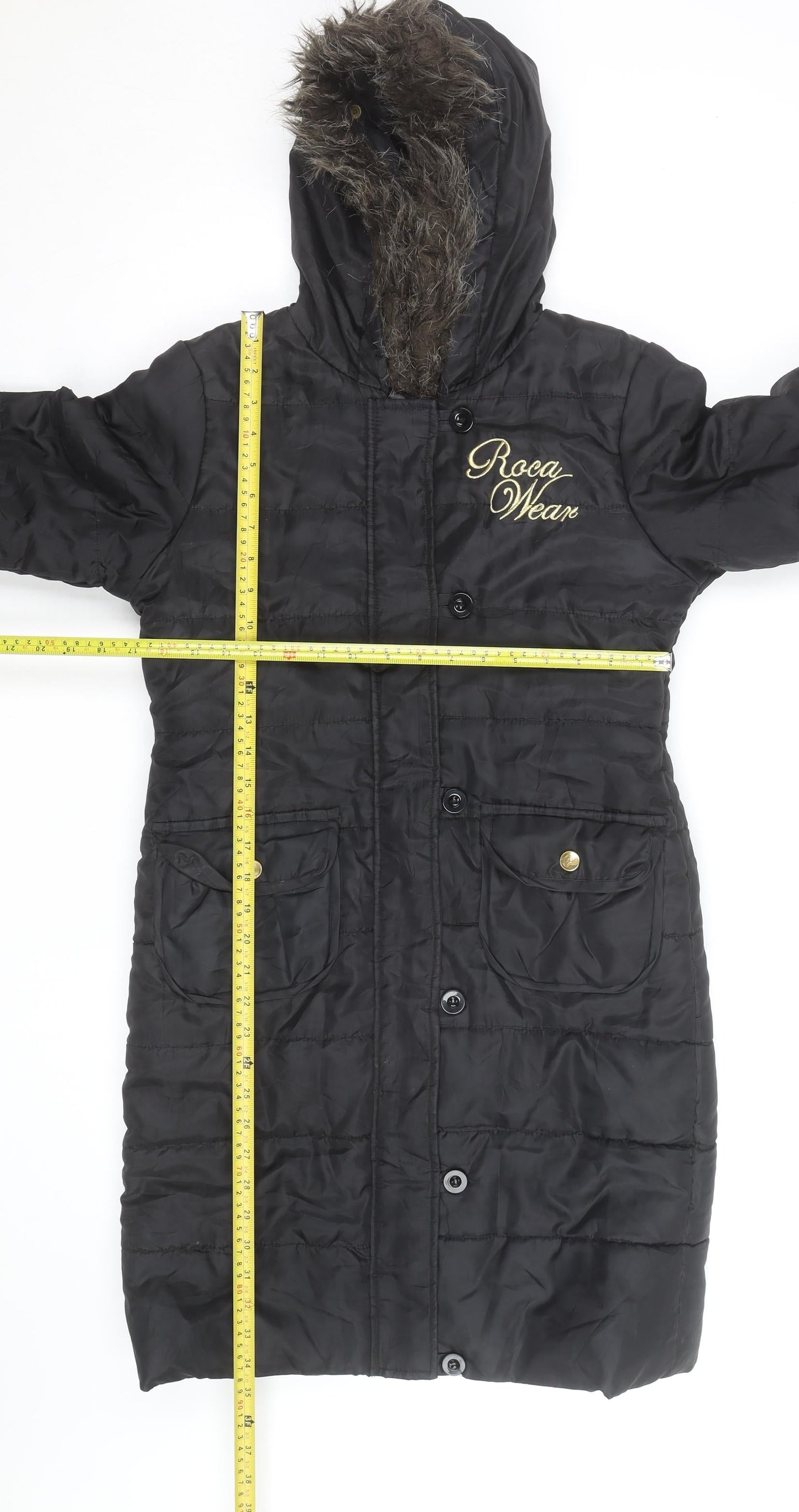 Rocawear Men's Black Hooded Padded Parka Coat Size M