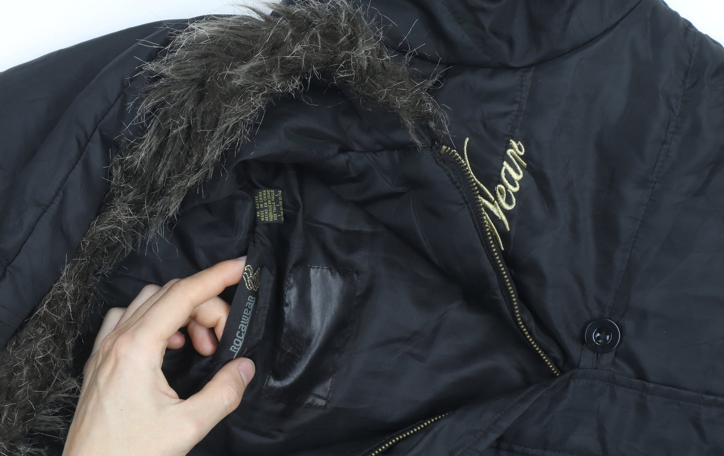 Rocawear Men's Black Hooded Padded Parka Coat Size M