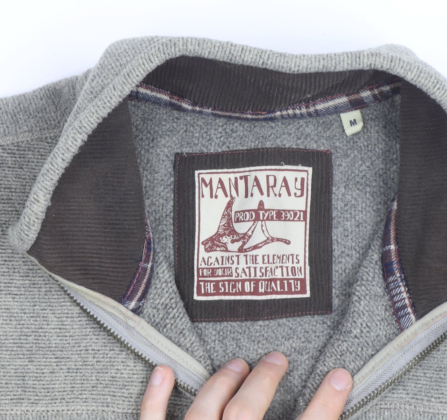 Mantaray Men’s Grey 1/4 Zip Cotton Knit Pullover Jumper Size M