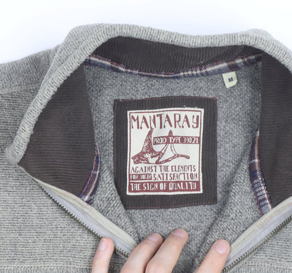 Mantaray Men’s Grey 1/4 Zip Cotton Knit Pullover Jumper Size M