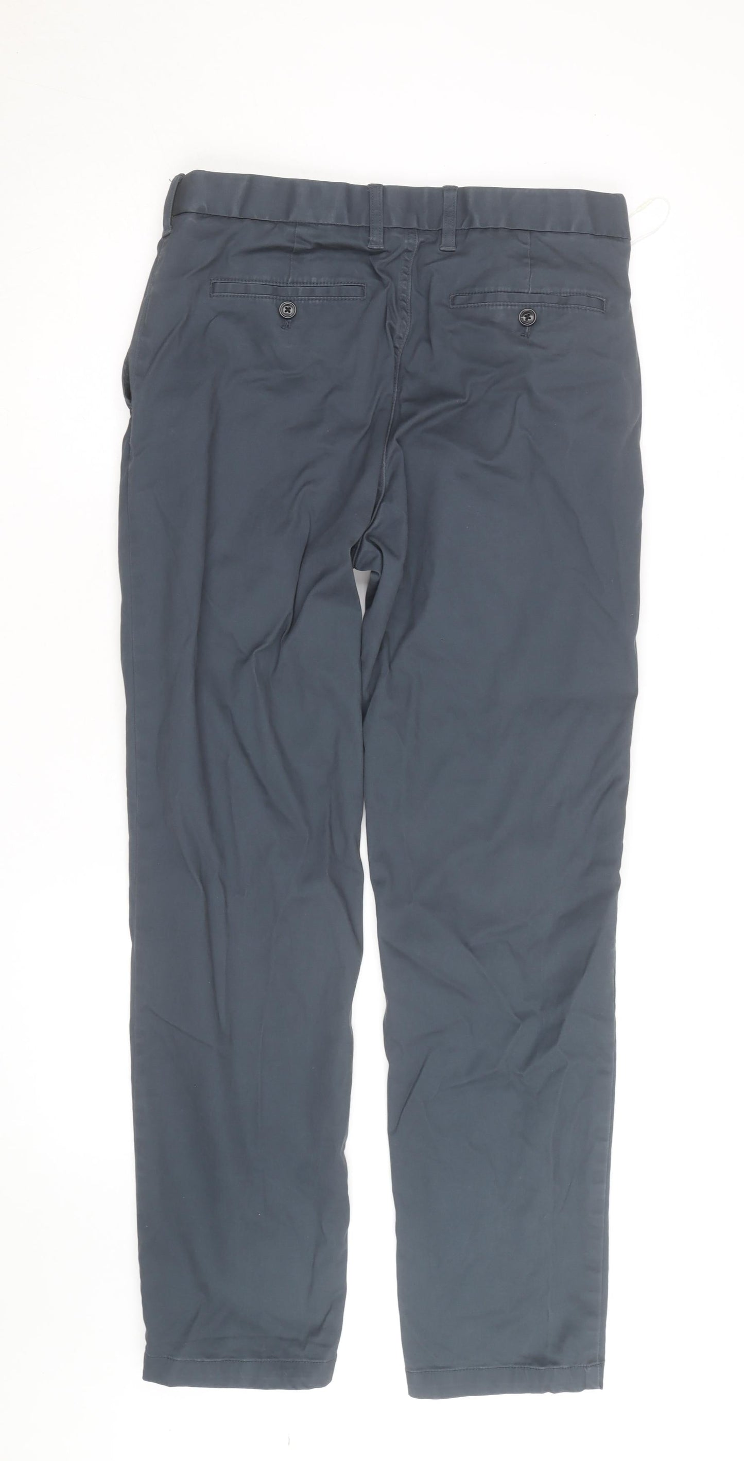 Marks and Spencer Mens Blue Chino Trousers 32W 33L Cotton Blend