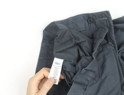 Marks and Spencer Mens Blue Chino Trousers 32W 33L Cotton Blend