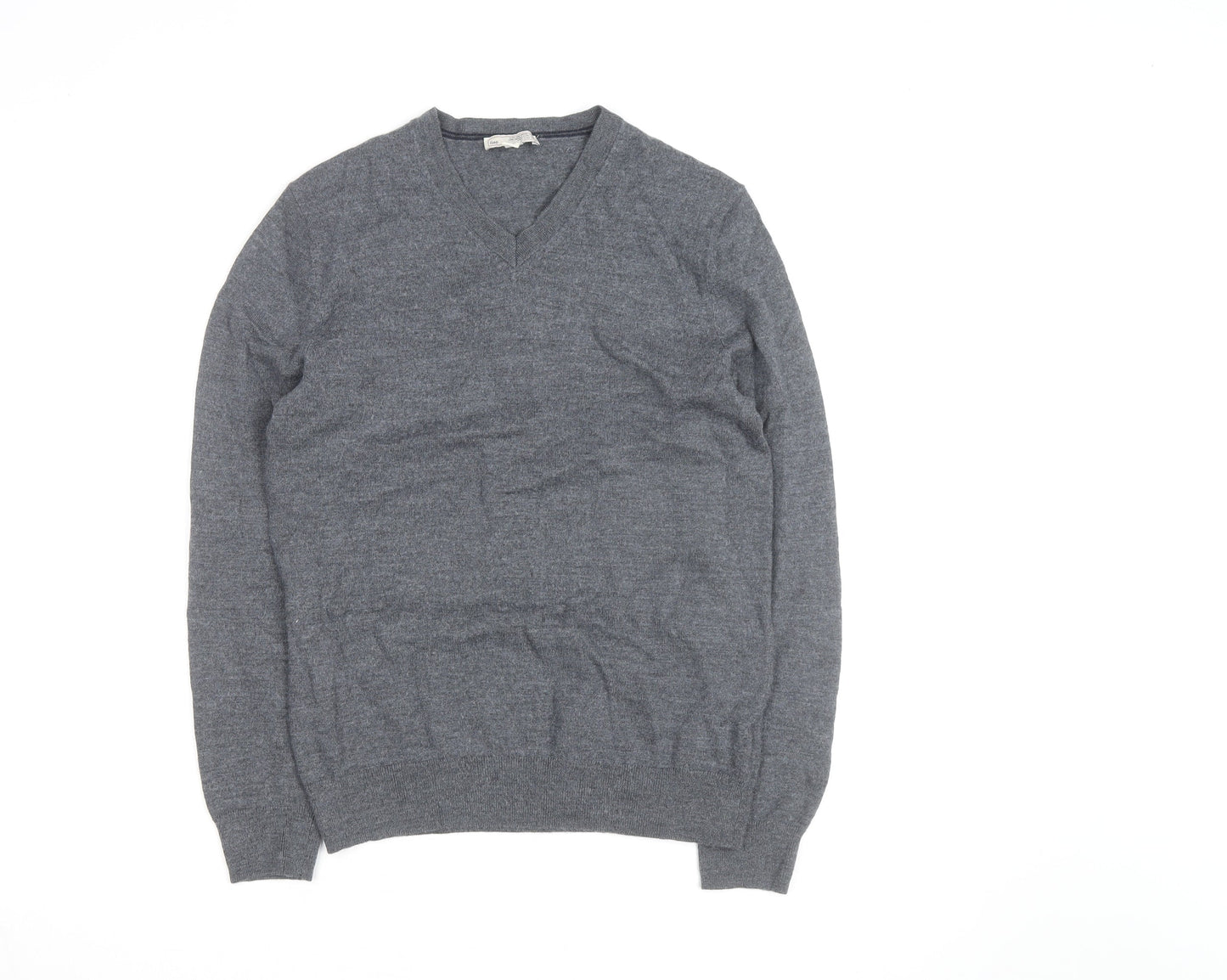 Gap Men's Grey V-Neck Merino Wool Pullover Jumper Size S