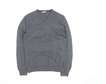 Gap Men's Grey V-Neck Merino Wool Pullover Jumper Size S