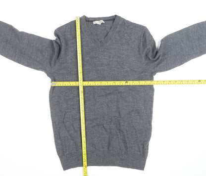 Gap Men's Grey V-Neck Merino Wool Pullover Jumper Size S