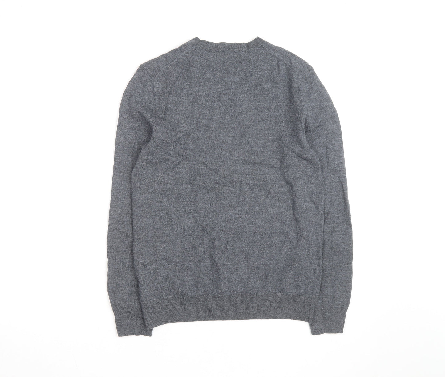 Gap Men's Grey V-Neck Merino Wool Pullover Jumper Size S