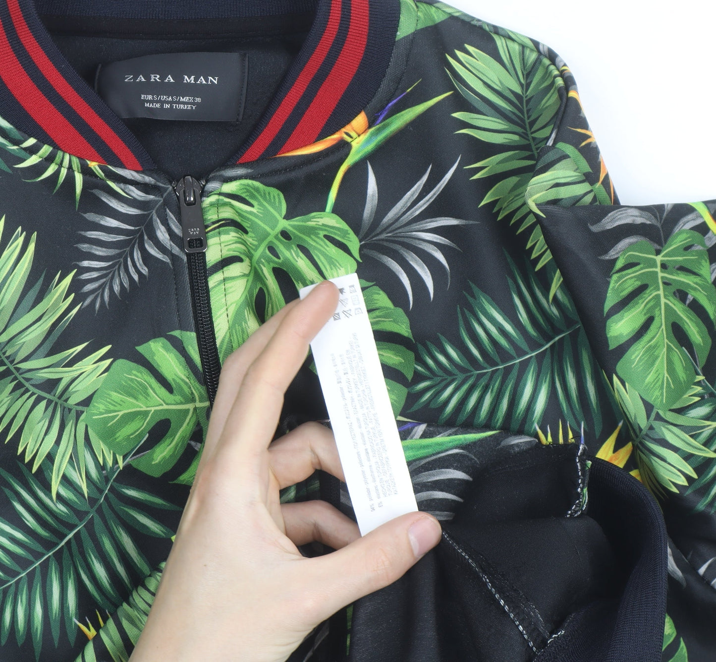 Zara Man Men's Multicoloured Tropical Bomber Jacket Size S