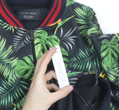 Zara Man Men's Multicoloured Tropical Bomber Jacket Size S