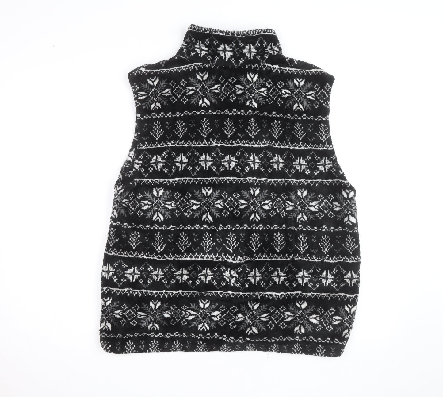 Kellysport Mens Black Fair Isle Fleece Vest Size L Winter Zip Up
