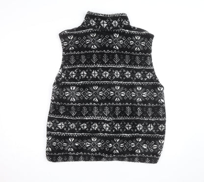 Kellysport Mens Black Fair Isle Fleece Vest Size L Winter Zip Up