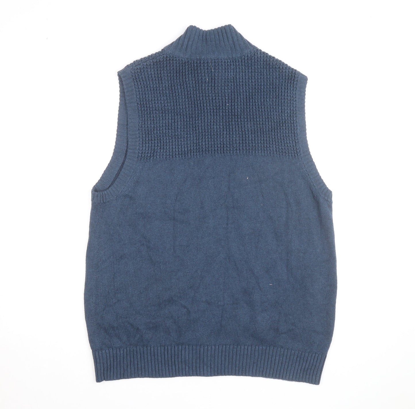 Duluth Trading Co Men’s Blue Knit Zip Vest Jumper L Wool Blend