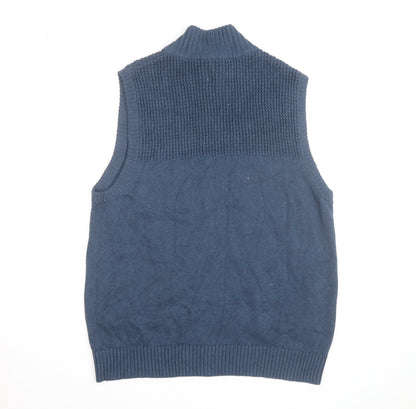Duluth Trading Co Men’s Blue Knit Zip Vest Jumper L Wool Blend