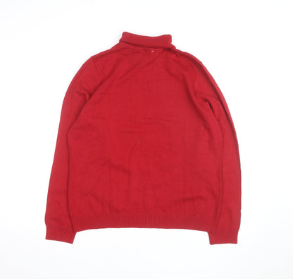 Northern Reflections Men's Red Roll Neck Cotton Jumper L