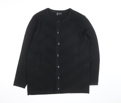 La Dame Black Knit Long Sleeve Classic Cardigan M Unisex