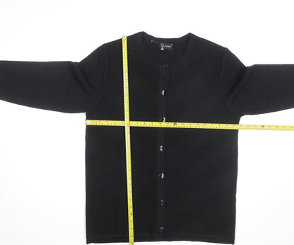 La Dame Black Knit Long Sleeve Classic Cardigan M Unisex