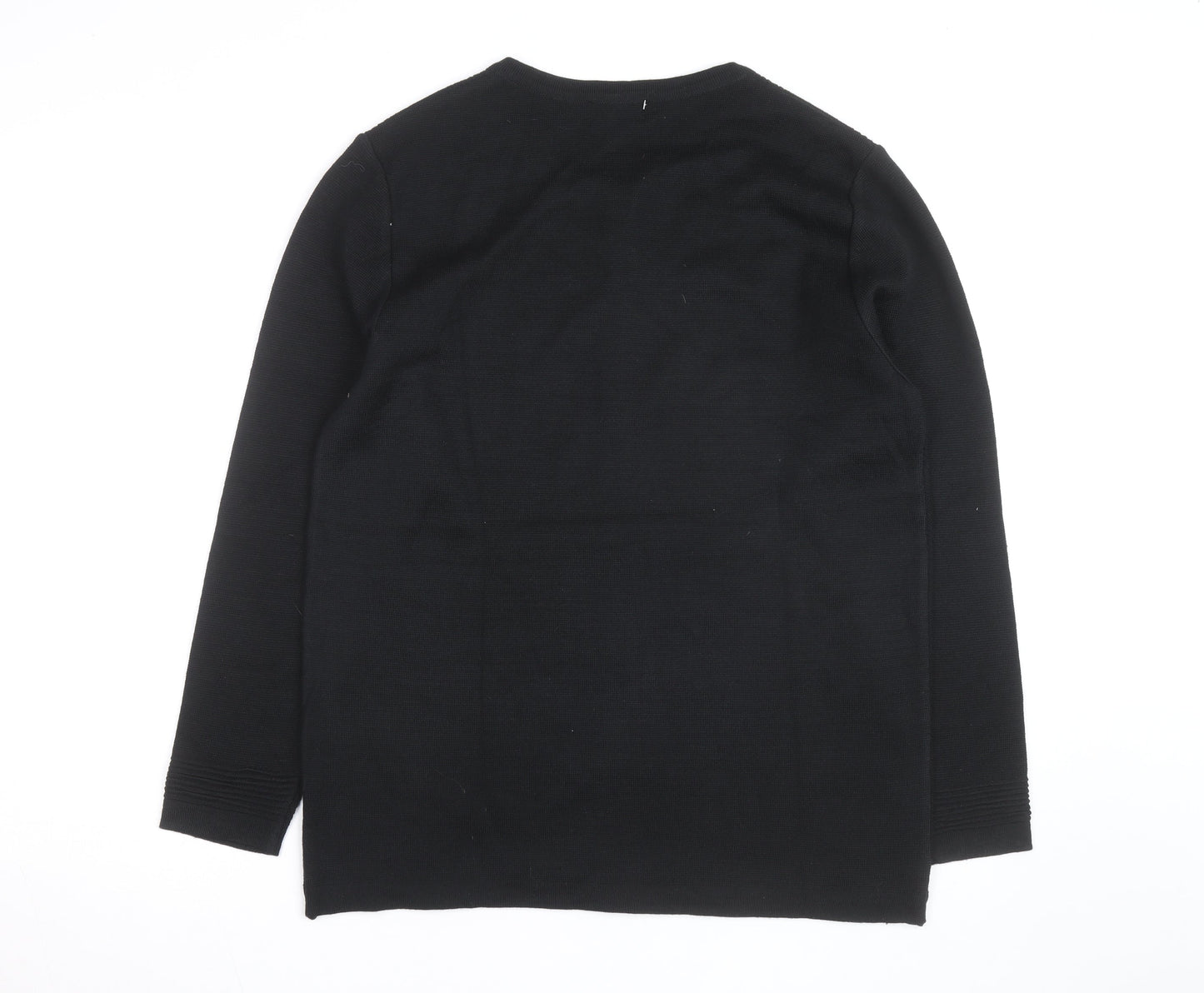 La Dame Black Knit Long Sleeve Classic Cardigan M Unisex