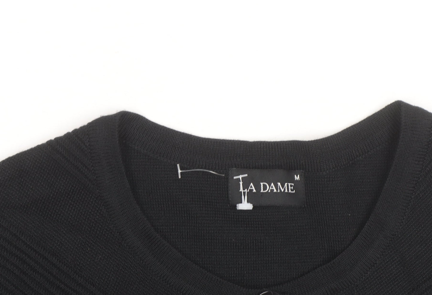 La Dame Black Knit Long Sleeve Classic Cardigan M Unisex