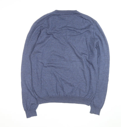 Joseph Abboud Men's Blue V-Neck Merino Wool Jumper Size L