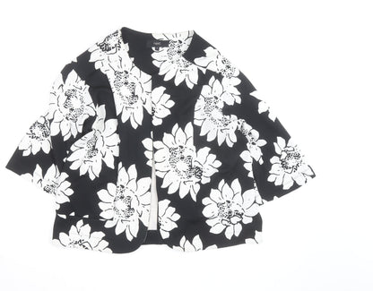 Next Women’s Black Floral 3/4 Sleeve Open Cardigan Size 16