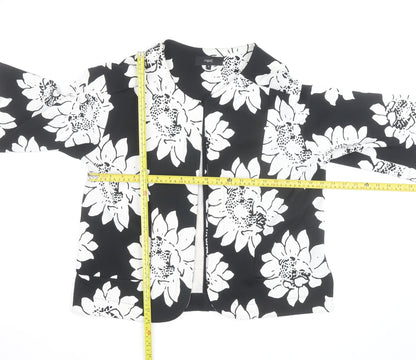 Next Women’s Black Floral 3/4 Sleeve Open Cardigan Size 16