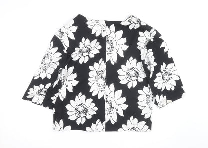 Next Women’s Black Floral 3/4 Sleeve Open Cardigan Size 16