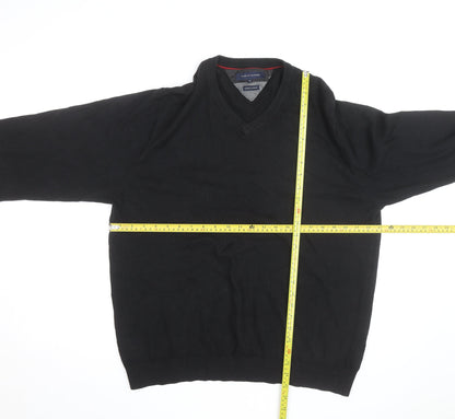 Tommy Hilfiger Men’s Black XL V-Neck Cotton Cashmere Jumper