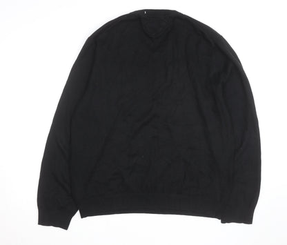 Tommy Hilfiger Men’s Black XL V-Neck Cotton Cashmere Jumper