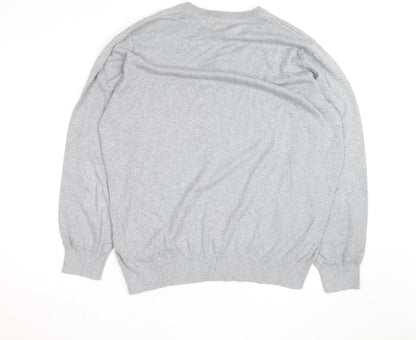L.L. Bean Men's Grey XL V-Neck Cotton Cashmere Jumper