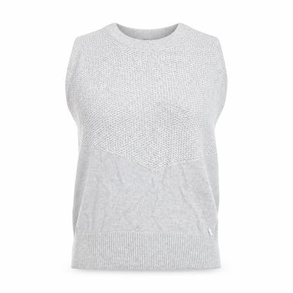 Morgan Women Grey Sleeveless Open Knit Pullover Jumper XS