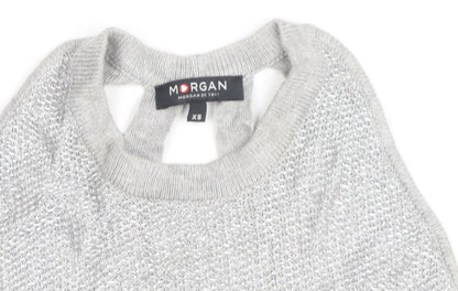Morgan Women Grey Sleeveless Open Knit Pullover Jumper XS