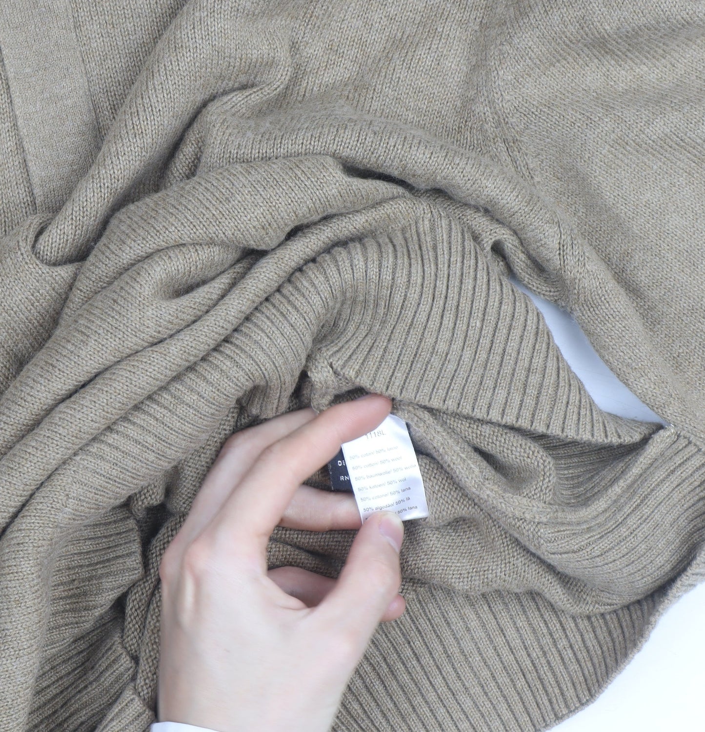 Lacoste Men's Beige Wool Cashmere XL 1/2 Zip Jumper