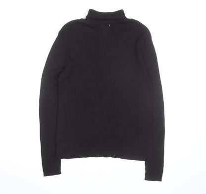 Splendor Men's Black Roll Neck Cotton Jumper Size L