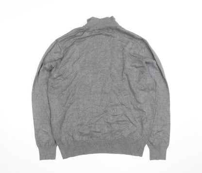 Sergio Louis Mens Grey L Half Zip Cable Knit Jumper Regular Fit