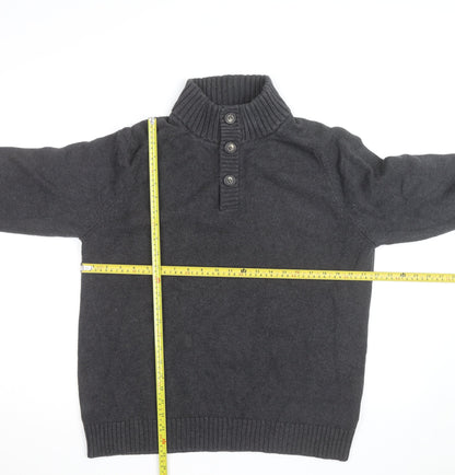 J.Crew Men's Charcoal Henley Jumper Cotton Knit Size L