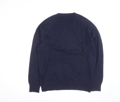 J.Crew Men's Blue Merino Wool Crew Neck Pullover Jumper L