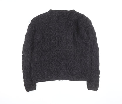 Preview International Men's Grey Wool Cable Cardigan M