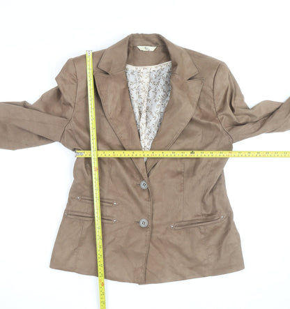 Klass Collection Women Brown Faux Suede Blazer Size 12 Lined Jacket
