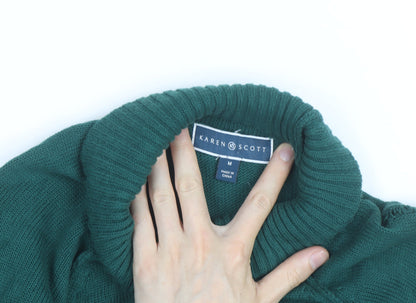 Karen Scott Men’s Green Roll Neck Cotton Jumper Size M