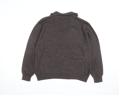 Conte di Milano Men's Brown Collared Wool Blend Pullover Jumper M
