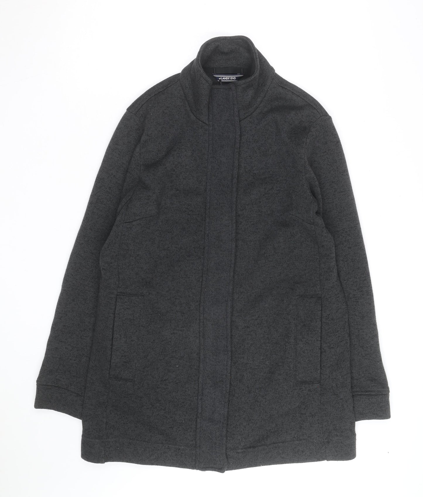 Lands' End Men's Grey Full Zip Fleece Jacket M Regular