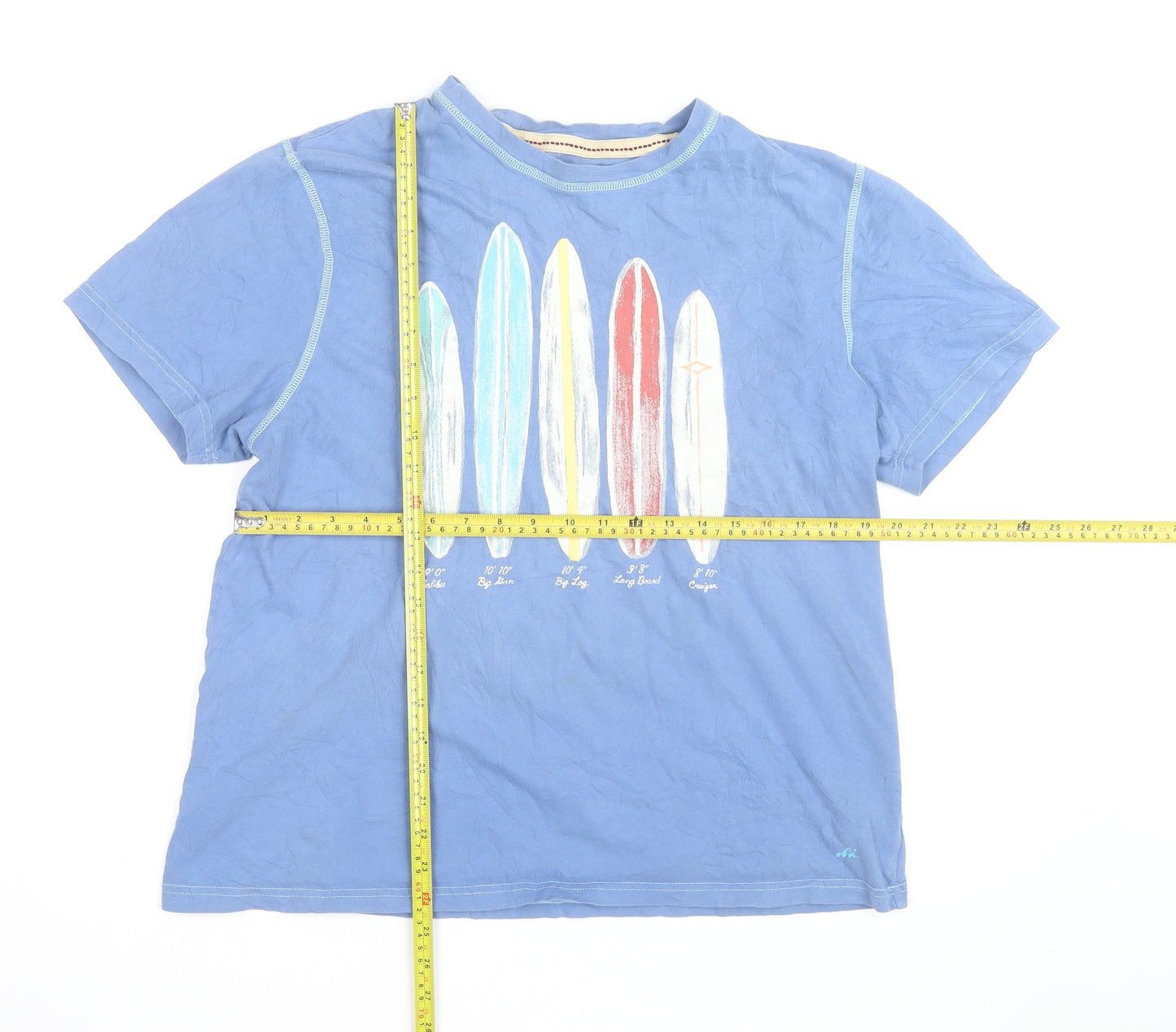 Marks and Spencer Mens Blue Surfboard Graphic Cotton T-Shirt L