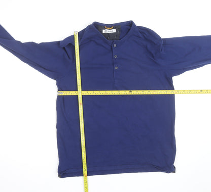 Ben Sherman Men's Blue Long Sleeve Henley Cotton Shirt L