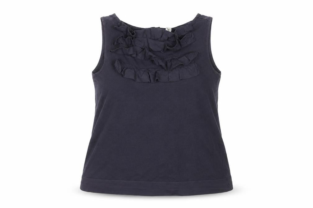 Toby Dale Women's Navy Sleeveless Ruffle Top Size 16 Cotton Blend