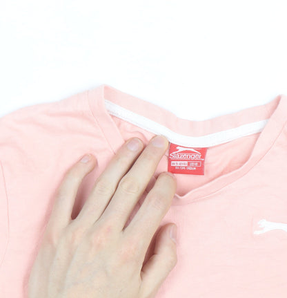 Slazenger Girls Pink Lightweight Cotton Logo T-Shirt 9-10 Years