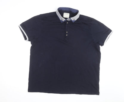 Burton Menswear London Men’s Blue 2XL Collared Short Sleeve Casual Shirt