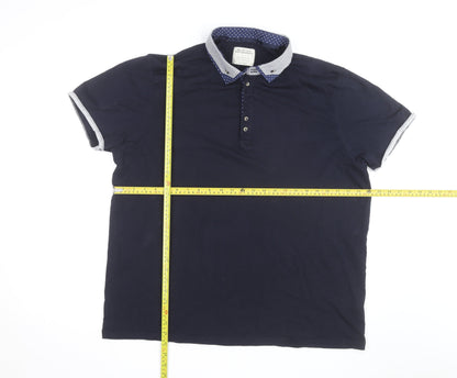 Burton Menswear London Men’s Blue 2XL Collared Short Sleeve Casual Shirt