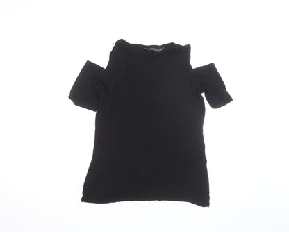 Dorothy Perkins Women's Black Cold Shoulder Jersey T-Shirt Size 12
