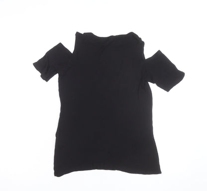 Dorothy Perkins Women's Black Cold Shoulder Jersey T-Shirt Size 12