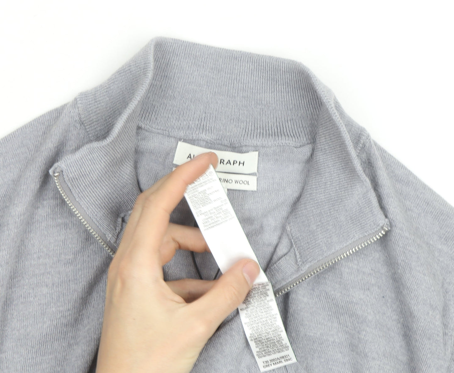 Marks and Spencer Men's Grey XL Merino Wool Half Zip Jumper
