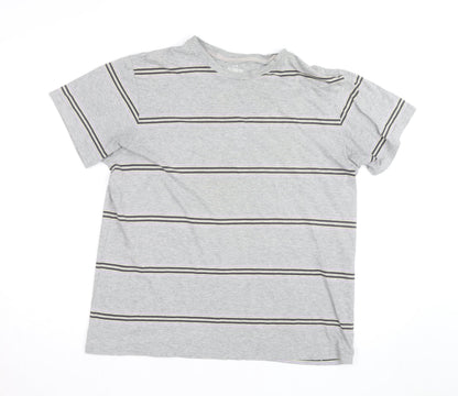 GAP Men’s Grey Striped Crew Neck Cotton T-Shirt Size L